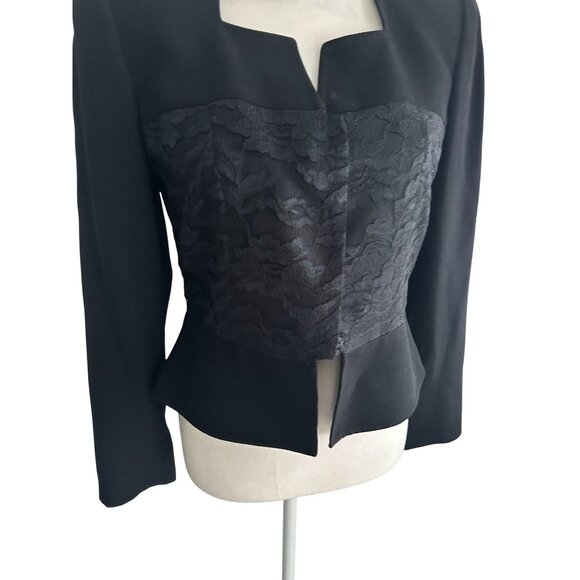 ZELDA Vintage Black Lace Paneled Long Sleeve Jacket Blazer Size 6 - Picture 5 of 7